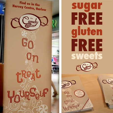 Candy store promotional material by Sunflower Marketing and design